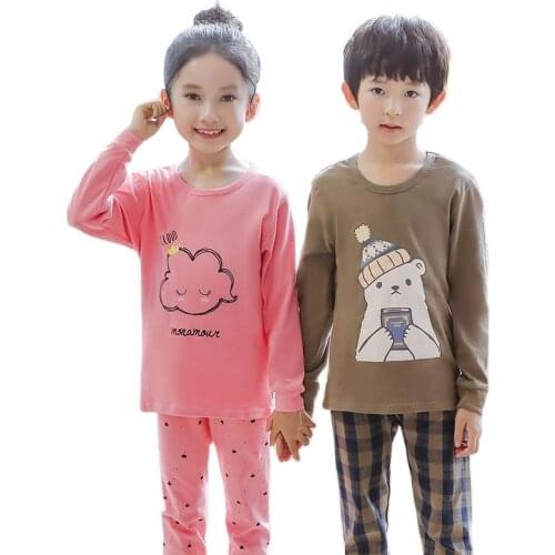 Full Sleeve 100% Cotton Boys Pajamas Childrens Sleepwear Baby Nightwear Pyjamas Kids Boys Pajamas Baby Girls sweet Clothes set