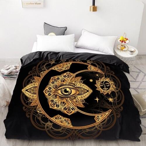 3D HD Digital Printing Custom Duvet Cover,Comforter/Quilt/Blanket case Queen King Bedding 220x240,Bedclothes Gloden Moon sun