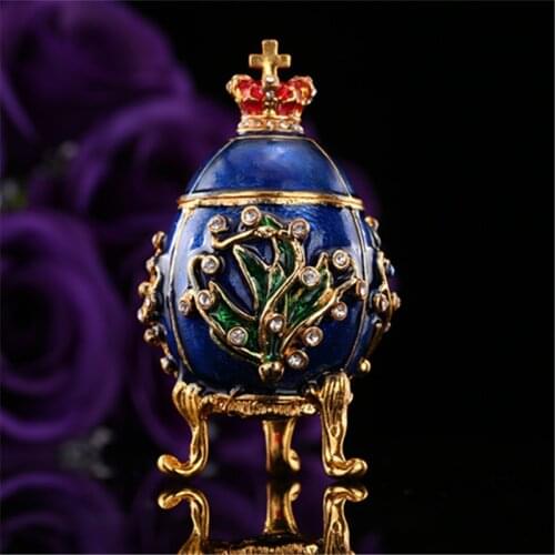 Qifu cross blue color small egg shape gift box