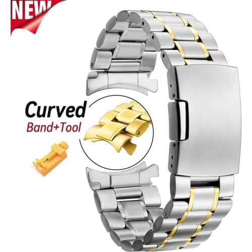 16/18/24/20mm 22mm Stainless Steel Watch band for Samsung Galaxy Watch 3 Gear S3 Classic 41/46/45mm Curved End Metal Watch Strap