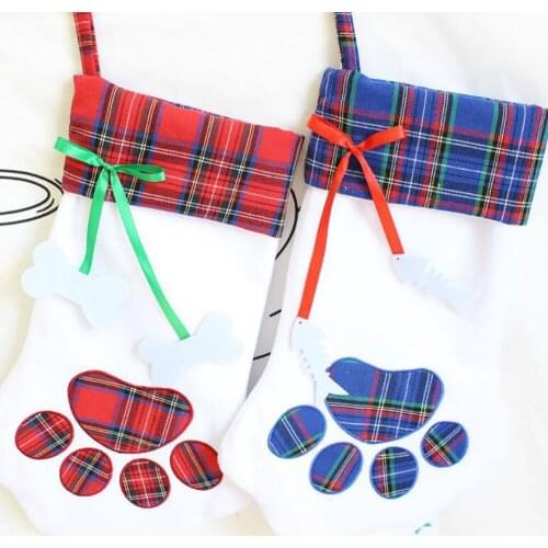 Christmas socks gift bag new custom dog paw pendant Christmas decorations candy bag