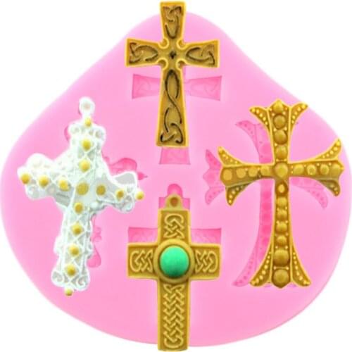 3D Four Cross Cupcake Topper Silicone Mold DIY Cake Border Cake Decorating Tools Candy Resin Clay Chocolate Gumpaste Molds