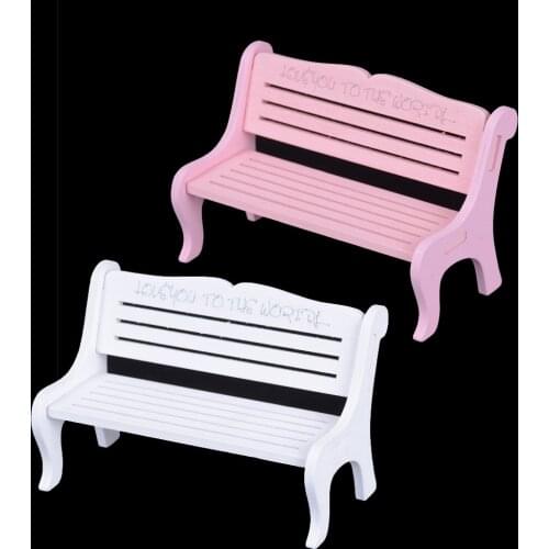 1PCS White Pink Mini Bench Fairy Doll Chairs Terrarium Moss Decor Figurines Garden Miniatures Micro Landscape Accessories