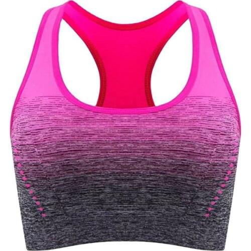 Sports Bra High Stretch Breathable Top Fitness Women Padded Running Female Yoga Gym Seamless Crop Gradient Underwear Vest H14