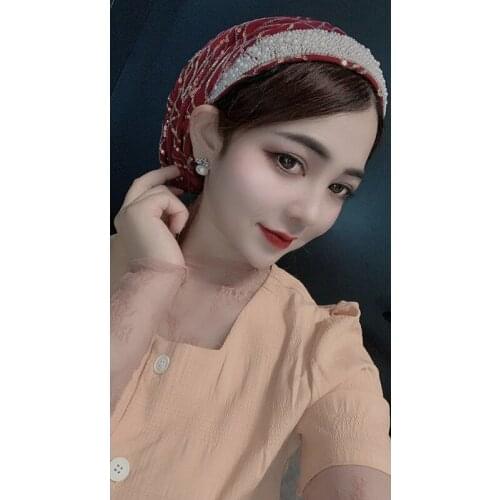 Turban Caps with Hair Bands Muslim Headscarf Bonnet Female Head Wraps Turbante Mujer Fashion Headwear Accessories