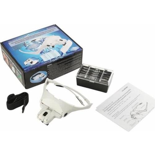 5 Lens Loupe Eyewear Magnifier With Led Lights LampInter changeable Lens 1.0X/1.5X/2.0X/2.5X/3.5X Wearing Magnifying Glasses