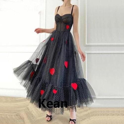Vestidos de festa Black Evening Dresses Spaghetti Straps Applique Islamic Dubai Saudi Arabic Evening Gown Boho Prom Dress