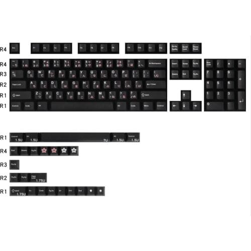 Japanese Cherry profile keycap PBT Dyesub printing 68 keys 104 keys 64 keys full set for mechanical keyboard