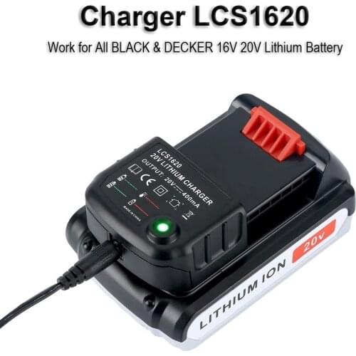 LCS1620 Lithium Battery Charger for BLACK & DECKER Rechargable Battery Charger 20V for LBXR20 LB20 LBX20 LBX4020 LB2X4020 Part