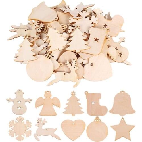 Julie Wang 10PCS Wood Christmas Charms Deer Tree Snowflake Bell Sock Angle Pendant Bracelet Earrings Jewelry Making Accessory