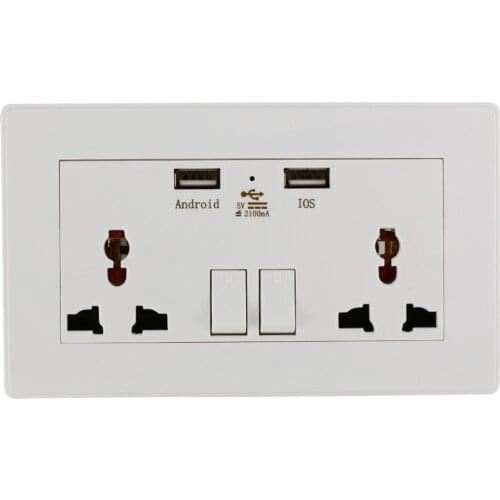 10pcs/lot 2 USB 2100mA Wall Charger Adapter Socket Dual USB Port Outlets Plate Panel Universal Wall Socket Plug