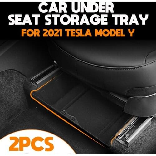 2PCS for 2021 Tesla Model Y Under Seat Storage Box High Capacity Organizer Felt Cloth Drawer Holder Car Accessories