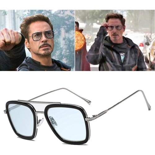 2020 Fashion Tony Stark Flight 006 Style Sunglasses Men Square Aviation Brand Design Sun Glasses Oculos De Sol UV400