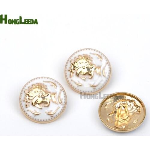 30pcs/lot 18mm metal alloy sewing buttons light rose gold with white lacquer coat suit buttons free shipping SF-019