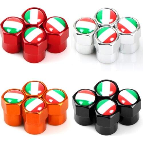 4pcs Italy Flag New Colorful Aluminum Car Wheel Tire Valves cover Tyre Air Caps case For Renault Peugeot Citroen Car Accessories