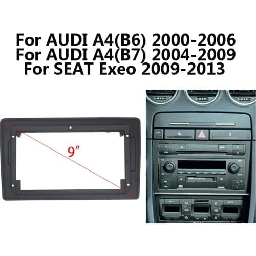 9 inch 2 Din Car Radio Dashboard Fascia For Audi A4 b6/b7 SEAT Exeo Stereo Panel Mounting Bezel Faceplate Center Console Holder