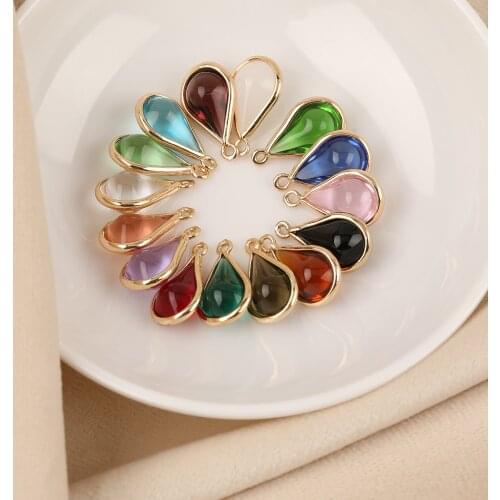 HAOSAW 6Pcs 11*18MM Jewelry Accessories/Crystal Charms/DIY Making/Hand Made/Oval Waterdrop Shape/Jewelry Findings & Components