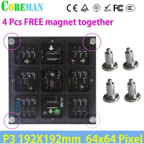 Free Shipping Pitch 3mm Led Panel 64*64Dots High Definition P3 Indoor SMD Full Color Led Screen Die-Casting Cabinet Module