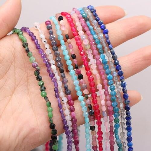 Natural Stone Beads 4mm AquamarinesTourmaline Amethyst Rose Quartzs Beads for Jewelry Making Diy Bracelet Necelace Length 38cm