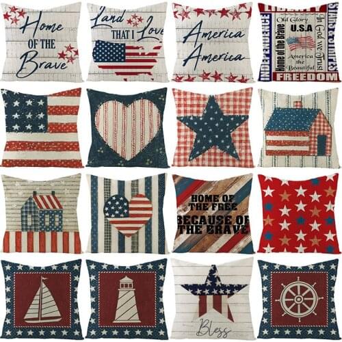 American Flag Pattern Cushion Cover 45*45cm USA Independence Day Throw Pillows Case Sofa Bed Home Decorative Chair Pillowcase