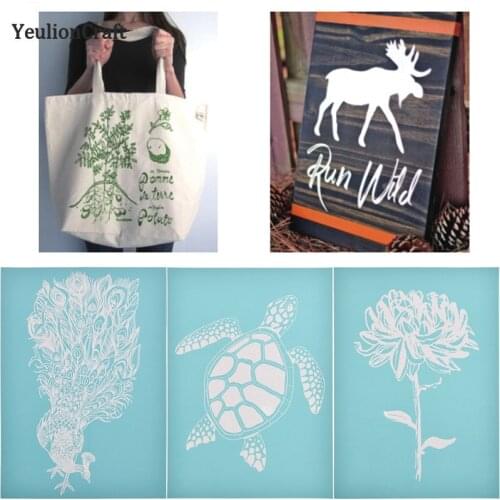 Chzimade Flower Animals Silk Screen Printing Stencils For Pillow Wall Handmade Home Decoration