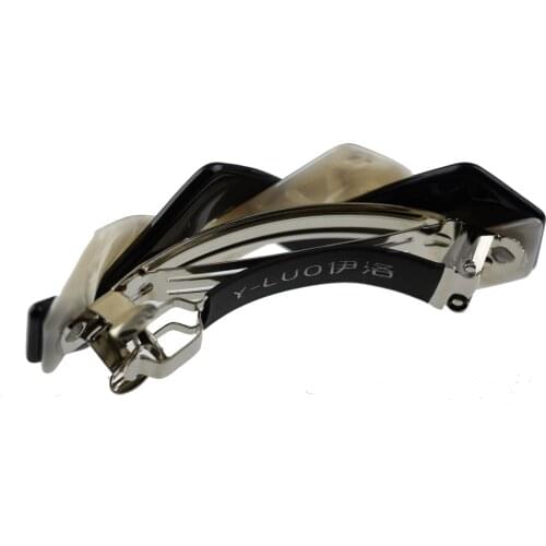 Ladies Rectangle Automatic Wave Spring French Barrette Hair Clips Hairpin