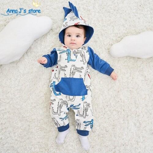 Baby Boy Girl 3D Dinosaur Costume cute printing Infant Toddlers Rompers spring autumn cotton romper Playsuit Clothes ppy505