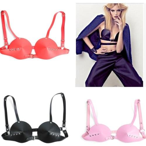 Erotic Sexy Faux PU Leather Bra Corset Female Stage Performance Nightclub Sexy Costume Bar Party Show Cosplay Sex Clothing