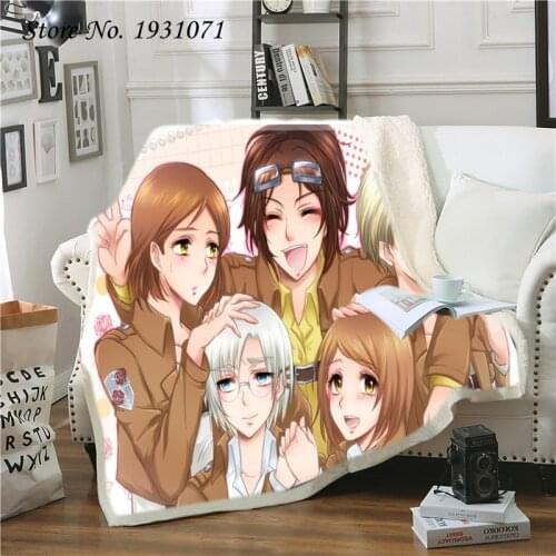 Attack on Titan 3D Printed Fleece Blanket for Beds Thick Quilt Fashion Bedspread Sherpa Throw Blanket Adults Kids 04