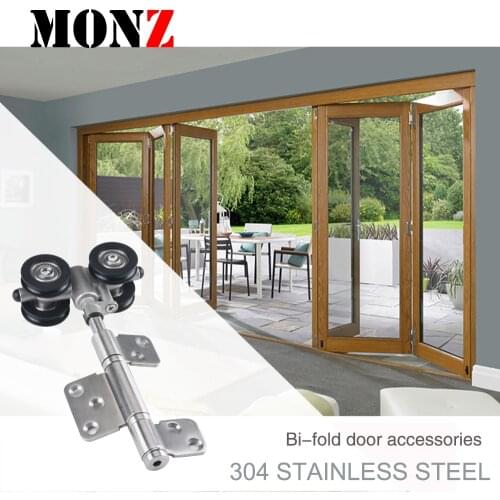 MONZ Hardware 304 Stainless Steel Multi-Folding Door Hanging Wheel Sliding Door Pulley Sliding Door Track Hanging Rail Folding