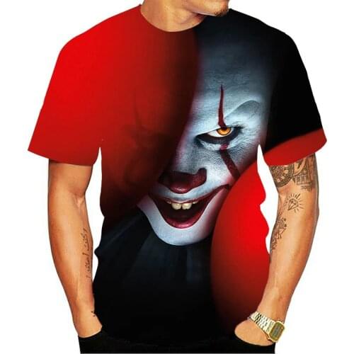 3D printed scary face t shirt Anime video t-shirt Harajuku shirt Cartoon T shirt mens clothes Summer fun T-shirts Hip-hop tops