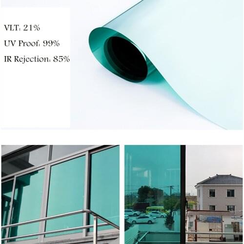HOHOFILM 152cmx6000cm Roll Green Silver Mirrored Window Film Solar Tint House Glass Sticker Reflective Glass Film Home tint Roll