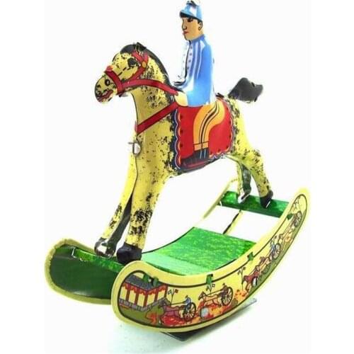 Classic Rocking Horse Robot Collection Tin toys Classic Motorbike Clockwork Wind Up Tin Toys For Adult Kids Collectible Gift