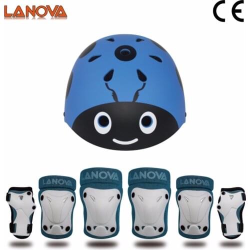 LANOVA Kids 7pcs Adjustable Helmet Protective Gear Set Knee Elbow Pads Wrist Guards for Bicycle Cycling Skating Scooter