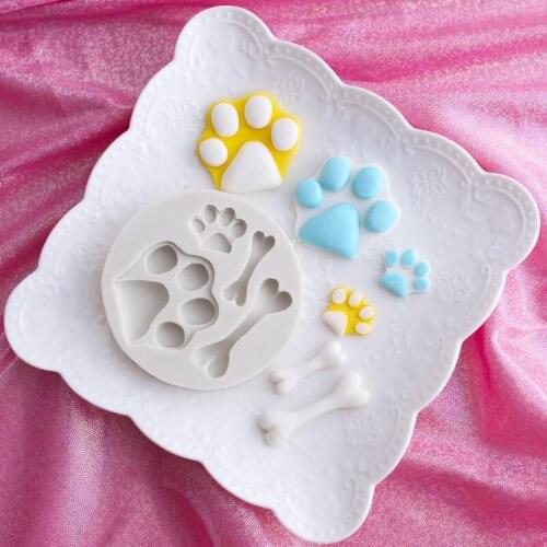 Cute Cartoon Animal Silicone Mold Fondant Cake Decorating Tools Mould Bear/Puppy/Bone/Footprint Kitchen Baking Pastry Cake Decor
