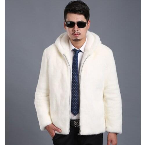 S-6XL New Fashion Men Winter Clothes Faux Fur Male Overcoat High Imitation Mink fur Coat Men Hooded Zipper Coat