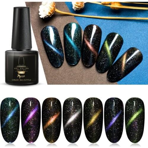 Mtssii 7D Chameleon Magnetic Gel Nail Polish Long Lasting Shining Laser 5ml Cat Eye Nail Art Gel Soak Off UV LED Gel Varnish
