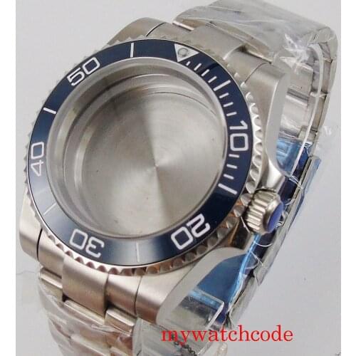 Bliger 40mm sapphire glass men watch case fit NH35 NH36 automatic movement rotating bezel stainless steel bracelet