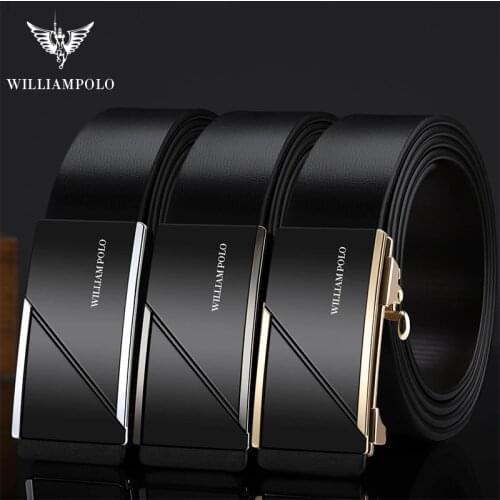 WilliamPOLO Leather Strap Male Automatic Buckle Belts For Men Girdle Trend Mens Belts Fashion Designer Belt luxury gold belt