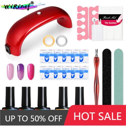 WiRinef Nail Gel Polish Set UV LED Manicure Lacquer Glue Varnish Soak Off Gel Polish Nail Dryer Lamp Manicure Tools Kit