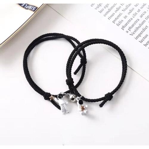 ISINYEE 2021 New Fashion Magnet Couple Bracelet Adjustable Star Astronaut Bracelets Attractive Valentines Day Jewelry Gifts