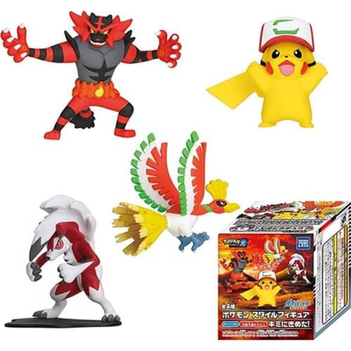 Genuine TAKARA TOMY Pokemon Action Toys Figure Pikachu Incineroar Lycanroc Ho-Oh Anime Figures Collection Model Kids Gifts