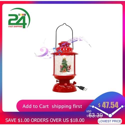 Christmas Musical Snow Lantern USB Plug in LED Fairy Lights Lamp Snowman Santa Claus Shaped Hanging Lighting with 3 Lovely Songs