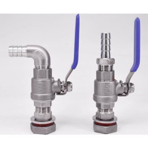 Fit 6 8 10 12 14 15 16 19 20mm Hose Barb x 1/2" BSPT Male 304 Stainless Steel Bulkhead Ball Valve For Water Tank Beer Keg RO