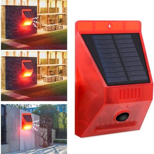 Solar Warning Light Waterproof Sound Light Alertor Security Alarm Lamp with Remote Control for Outdoor Backyard Garden