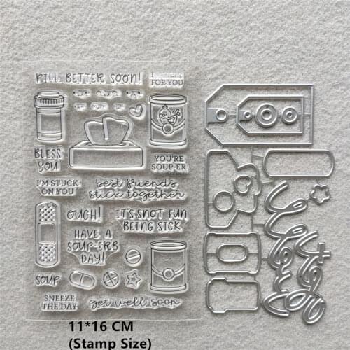 2021 New Paper Box Bandage Clear Stamps and Metal Cutting Dies DIY Scrapbooking Embossing Album Seal Template Punch Stencils