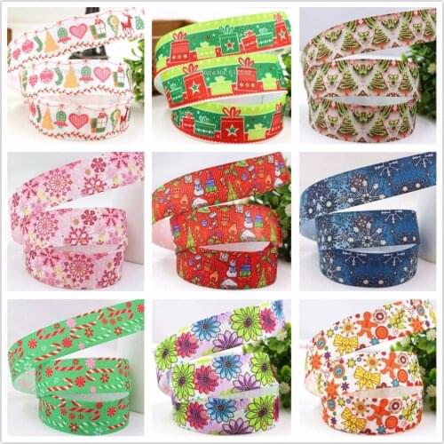 YJHSMY XW7146, 22/25mm 5yard/lot Christmas Series Printed grosgrain ribbon,,DIY h party bow decoration ribbon