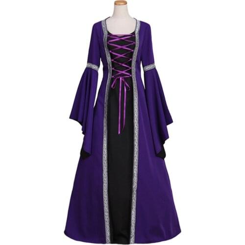 Women Gothic Renaissance Medieval Dresses Vintage Victorian Luxury Purple Laceup Dress Custom Made