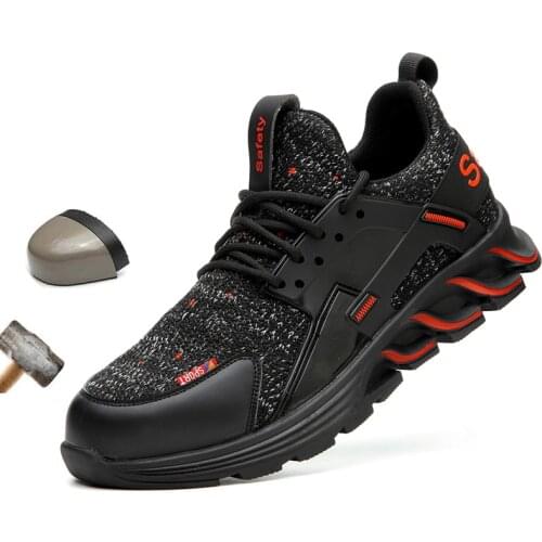 Winter Men Work Boots Outdoor Steel Toe Anti Smashing Work Shoes Breathable Men Safety Shoes Anti Puncture Anti Slip Sneakers