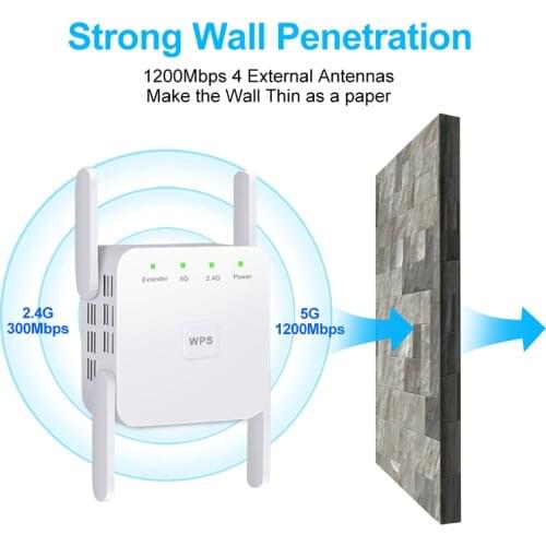 5Ghz 1200Mbps WiFi Wireless Repeater Router Wifi Booster 2.4G Wifi Long Range Extender 5G Wi-Fi Signal Amplifier Repeater Wifi